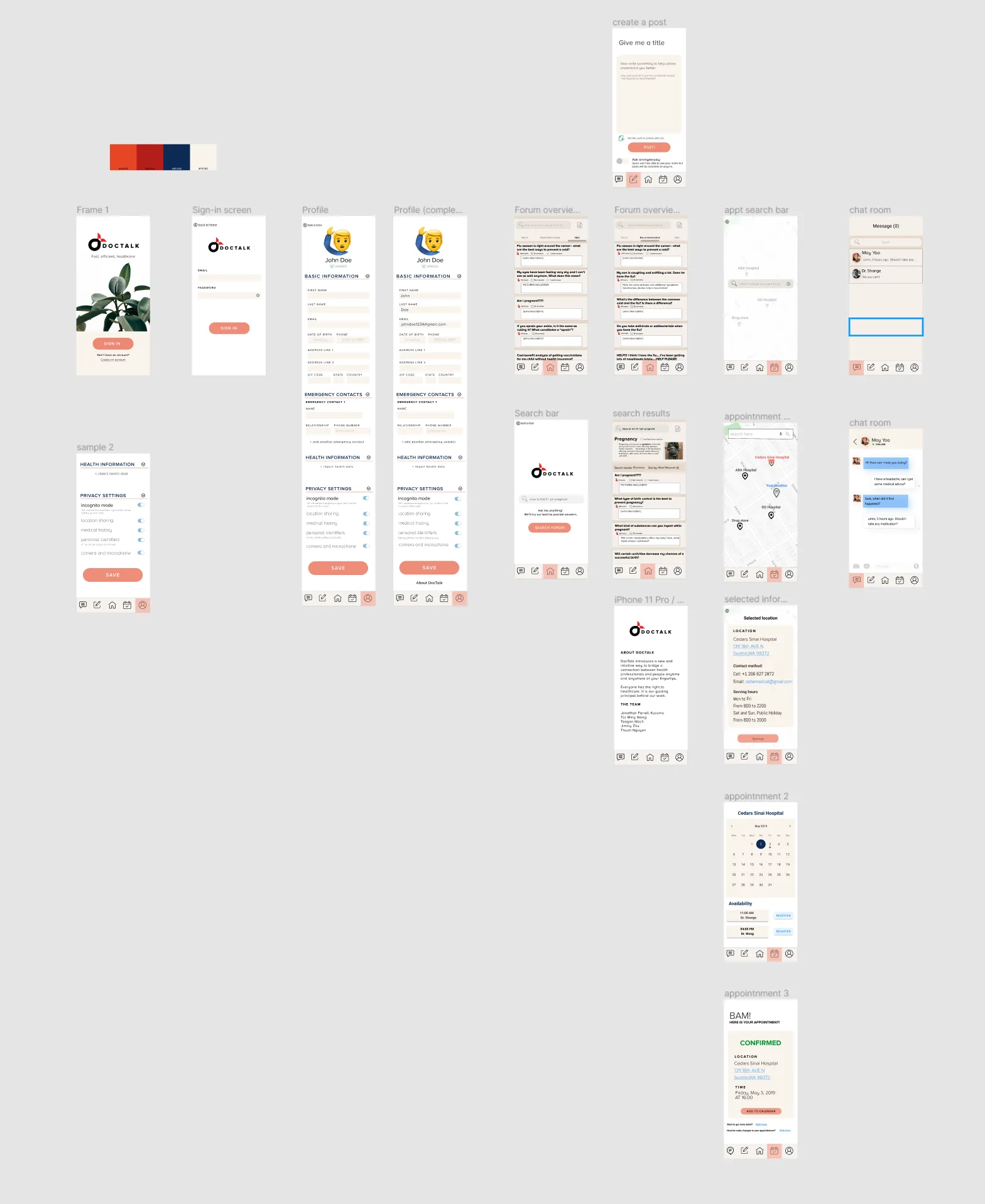 DocTalk wireframe process