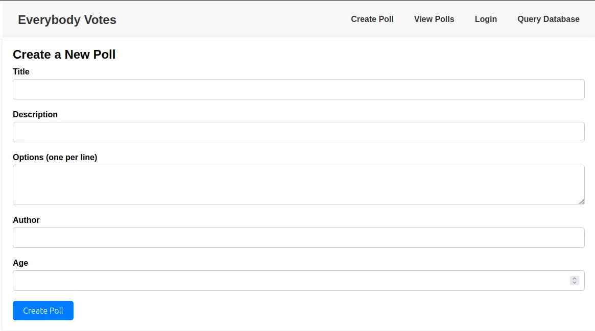 Voting application screenshot
